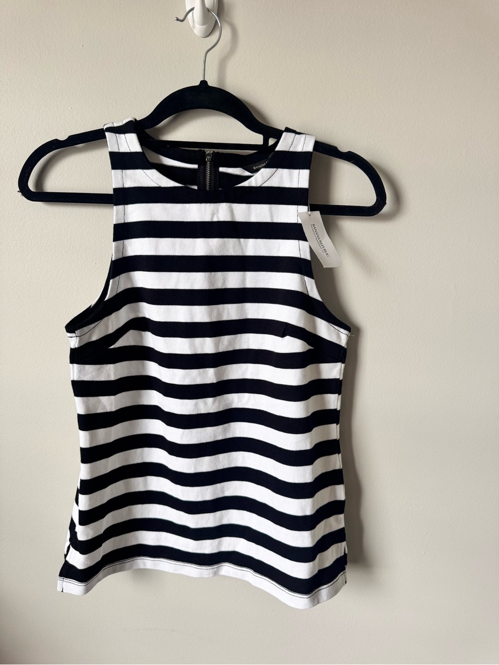 Banana Republic Black and White Striped Racerback Tank